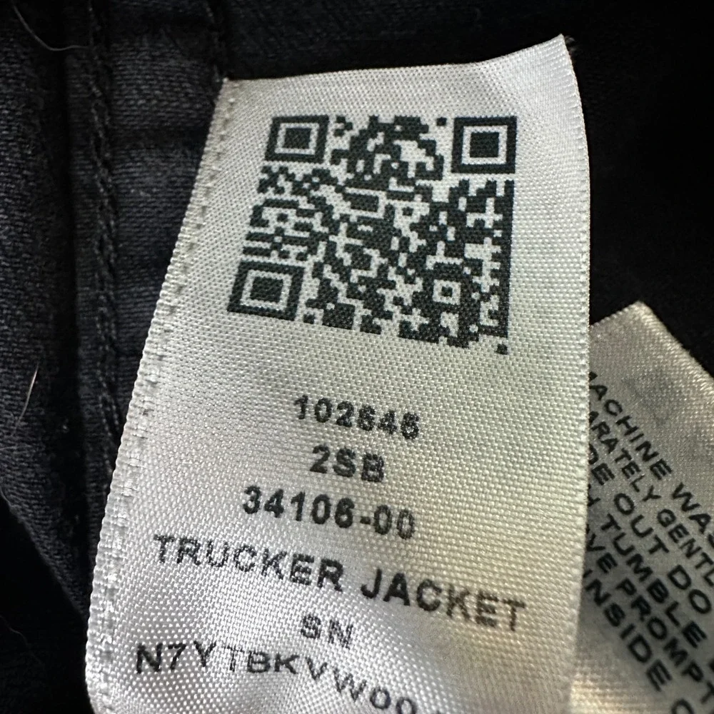 True Religion Mens‎ Black Denim Trucker Jacket Western Button Faded Black L